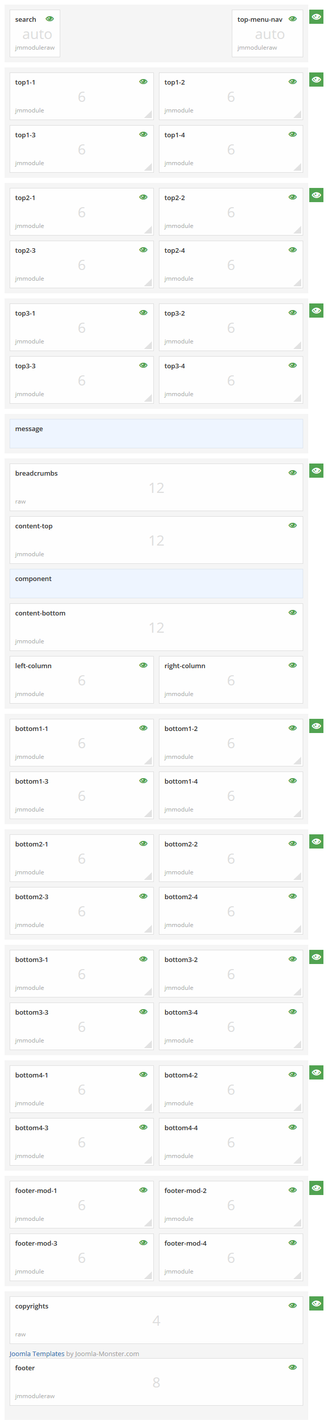 Module positions for small screen Module positions for small screen
